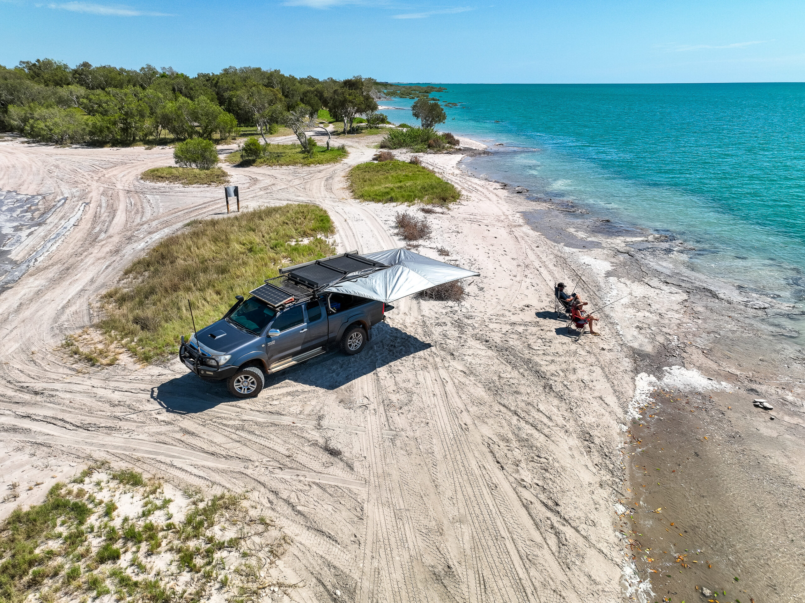 Aerial Drone Creek with Car & Awning TYP-314